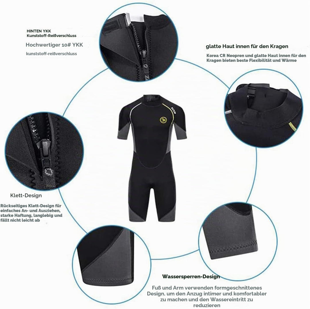 ZCCO Herren Shorty Neoprenanzüge 1,5 mm Premium Neopren-Reissverschluss Kurzarm zum Tauchen, Speerfi