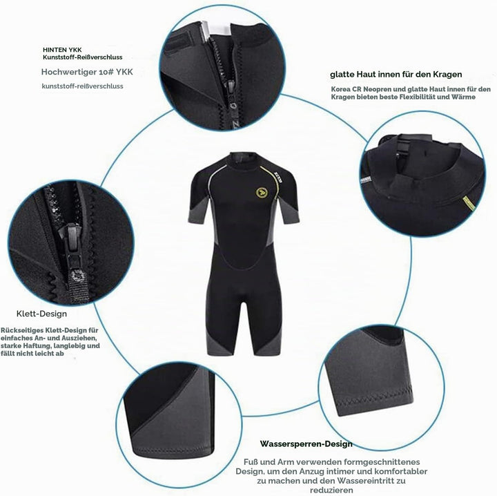 ZCCO Herren Shorty Neoprenanzüge 1,5 mm Premium Neopren-Reissverschluss Kurzarm zum Tauchen, Speerfi