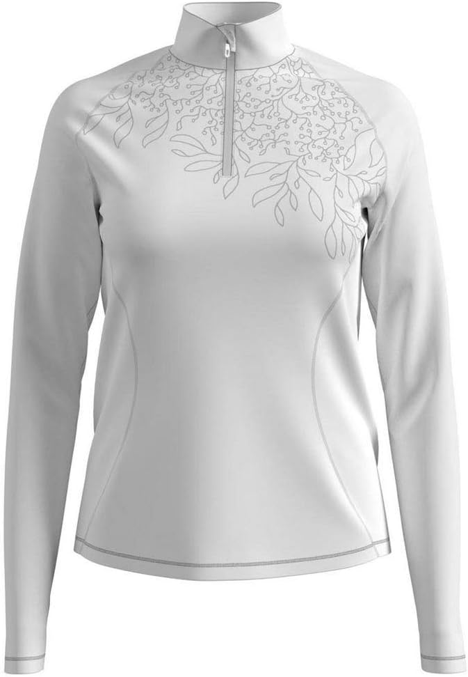 Odlo Damen Midlayer 1/2 Zip Glade Pullover S White - Placed Print Fw19, S White - Placed Print Fw19