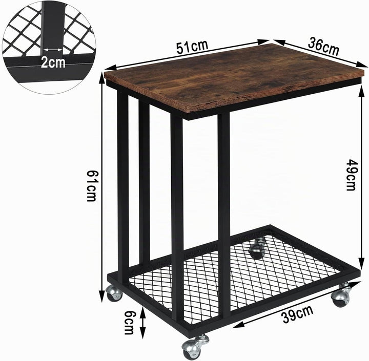 WOLTU Beistelltisch Kaffeetisch Couchtisch Sofatisch Nachttisch Betttisch Laptoptisch mit Rollen, Wo