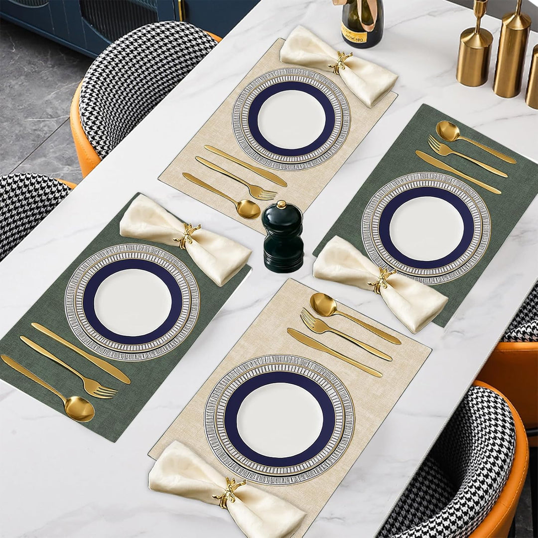 SUEH DESIGN Leder Tischsets 6er Set Tischsets Abwaschbar Lederoptik Platzdeckchen Hitzebeständiges P