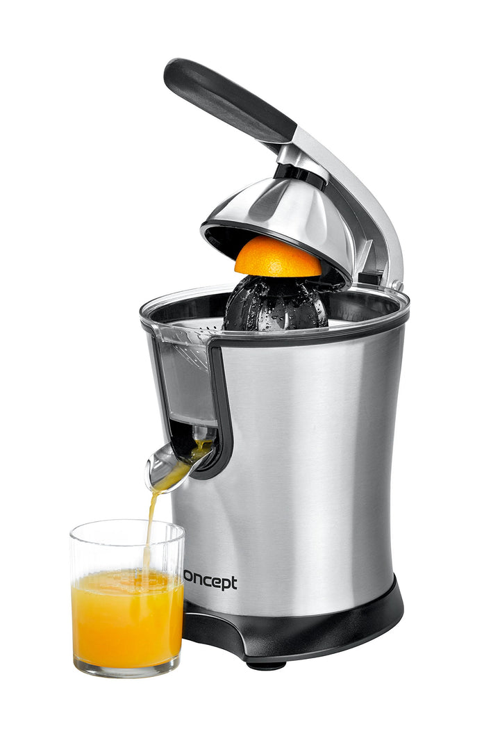 CONCEPT Hausgeräte CE3520 Hochwertige elektrische Zitruspresse mit Hebelarm, 750ml, 160W, Edelstahl