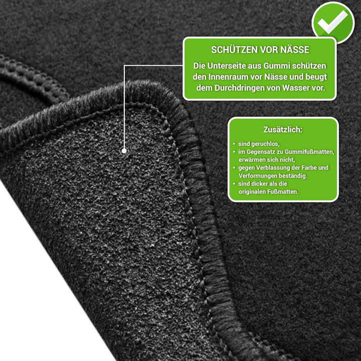 moto-MOLTICO Fussmatten Auto Velours Autoteppiche Schwarz Automatten Set 4-teilig passend für Ford C