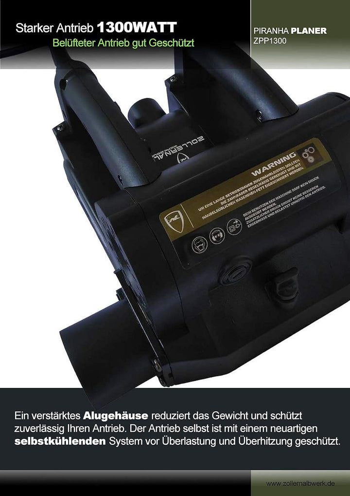 Piranha ZPP1300 Walzenfräse – 1300W Sanierungsfräse | Wandfräse, Putzfräse, Planfräse, Wandhobel | P