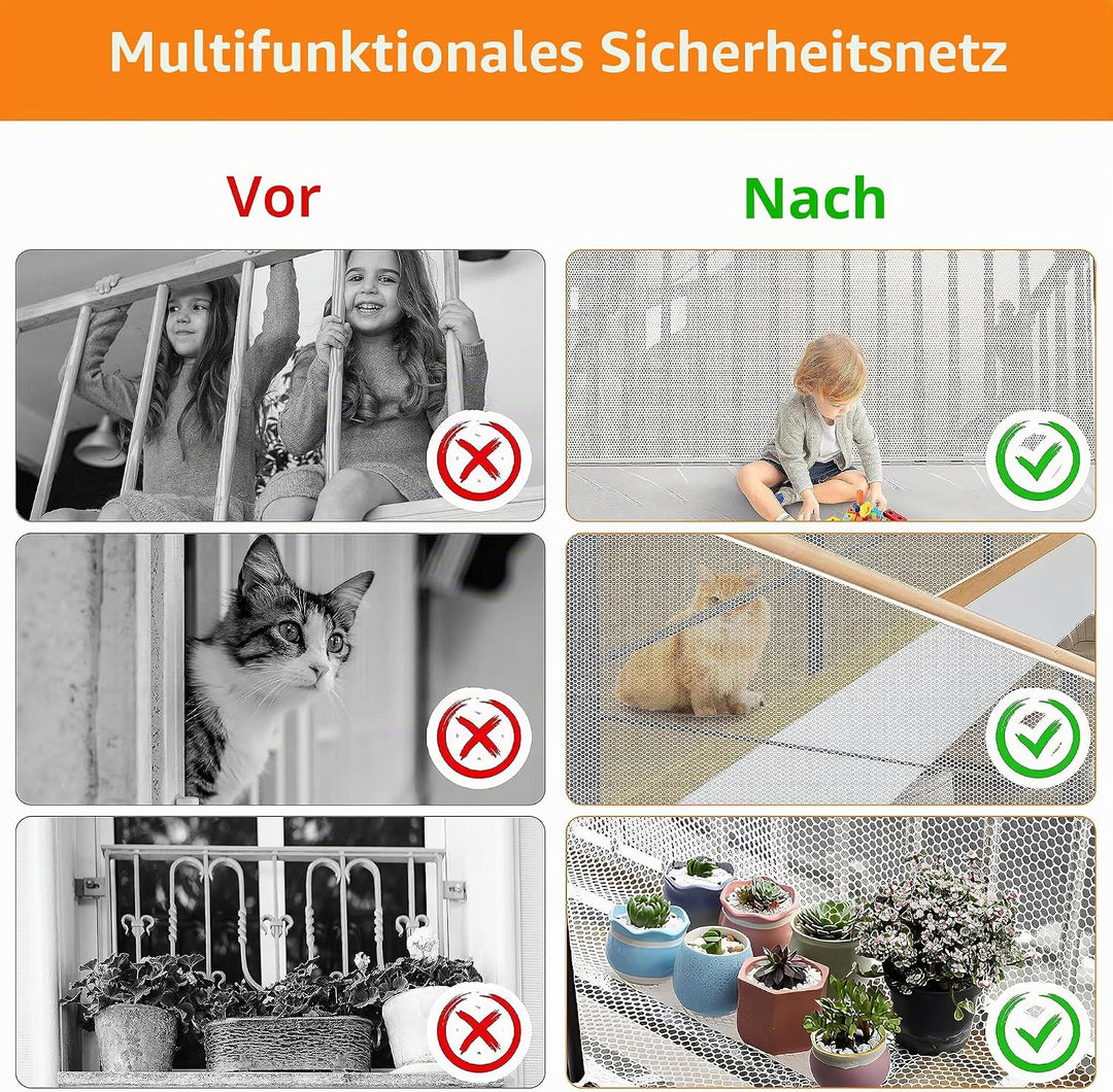 6 Meter Kinder Sicherheitsnetz, Balkongeländer Treppensicherheitsnetz, stabiles Zaunnetz, Kinder, Ha