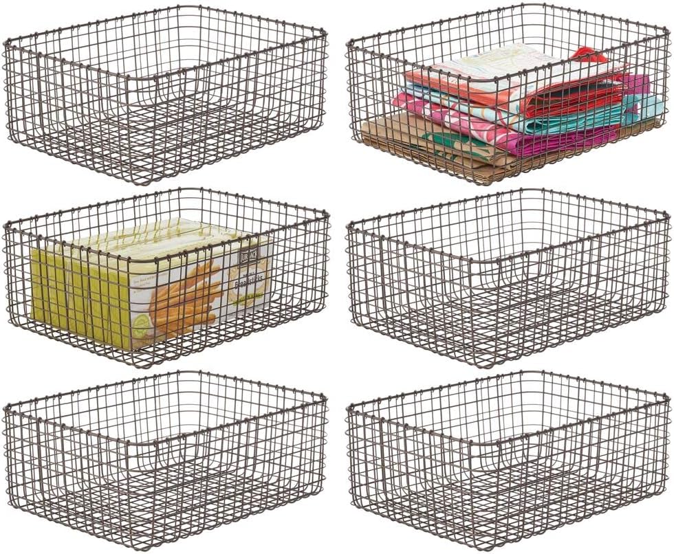mDesign 6er-Set Allzweckkorb aus Metall – Aufbewahrungskorb für Küche, Vorratskammer etc. – kompakte