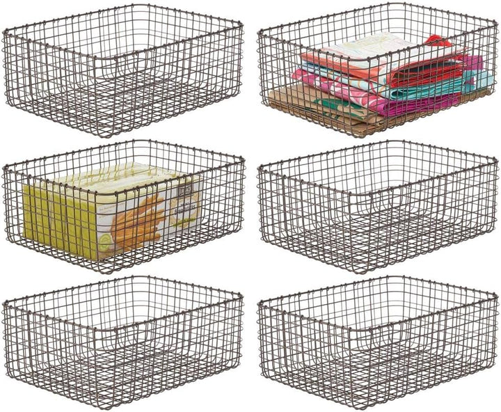 mDesign 6er-Set Allzweckkorb aus Metall – Aufbewahrungskorb für Küche, Vorratskammer etc. – kompakte