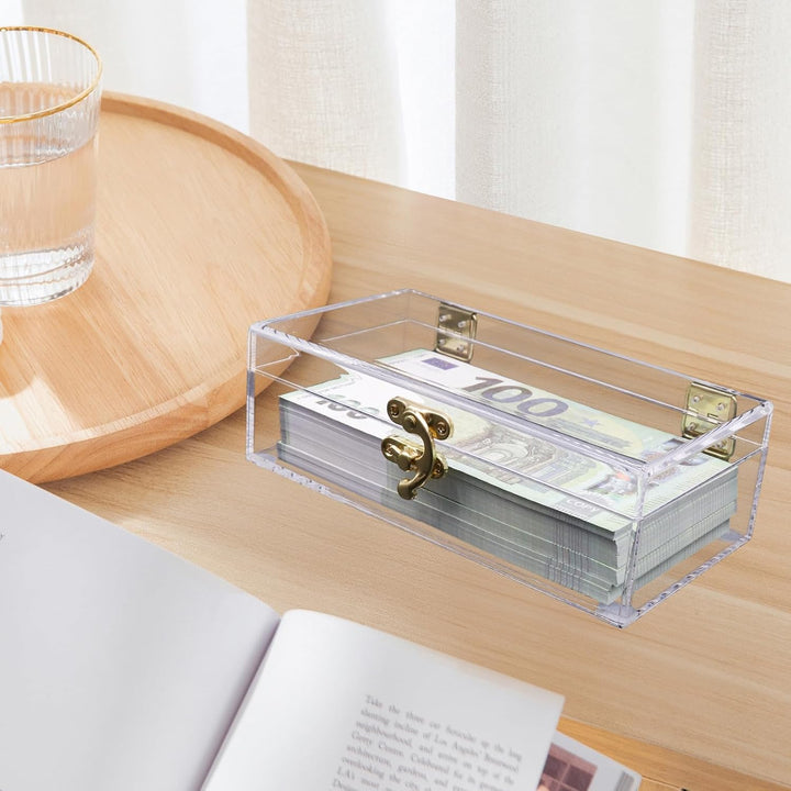 Transparente Acryl Geldkassette - Abschliessbare Spardose für Bargeld, Geldhalter, Organizer, Einrei