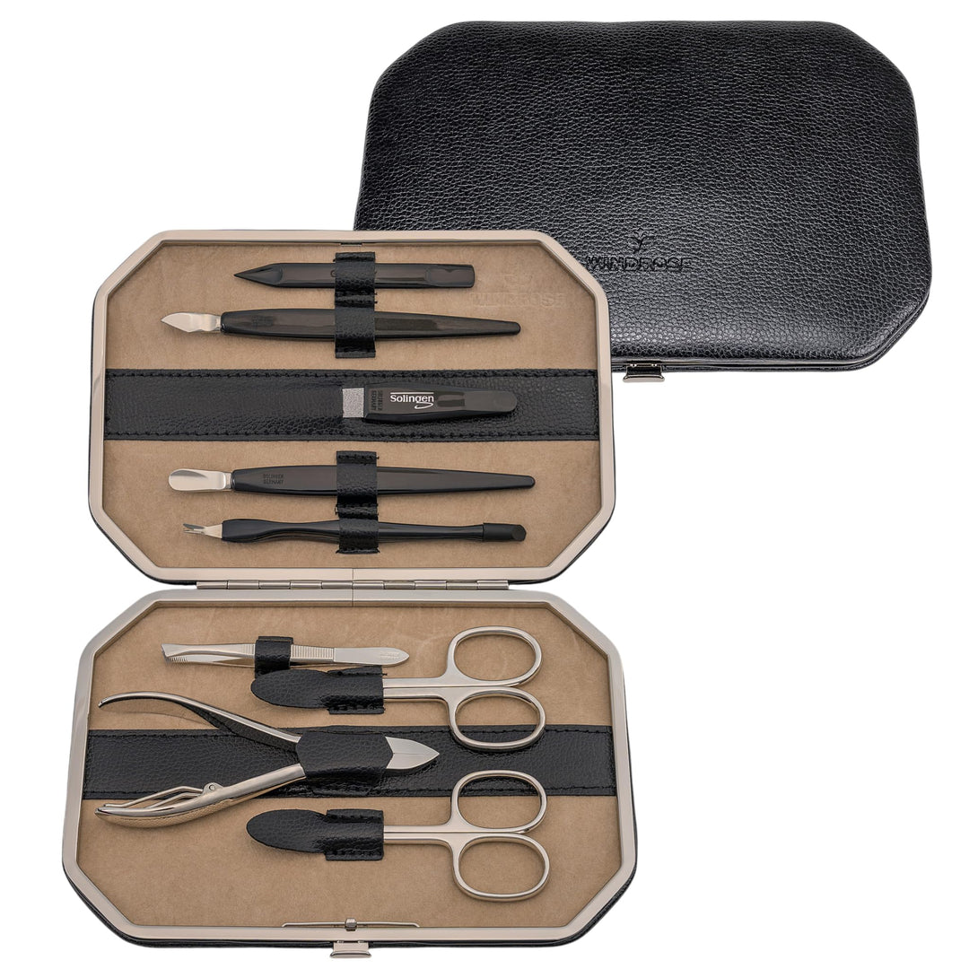 WINDROSE 10-teilig Maniküretui Beluga/Leder (Black), Black
