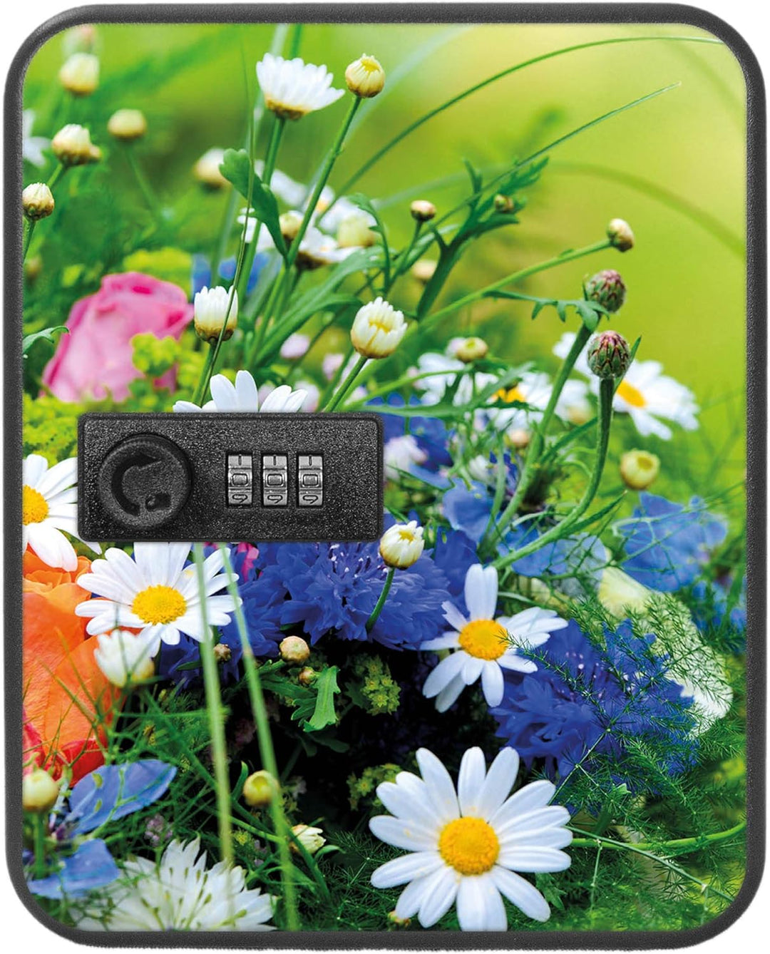 banjado® Burg-Wächter® abschliessbarer Schlüsselkasten mit Motiv Blumenstrauss für 20 Schlüssel - Sc