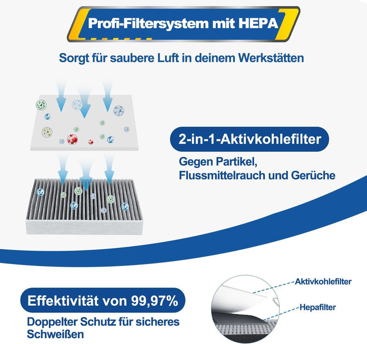 KINGSOM K7 Lötabsaugung 3 Luftstromstärken mit erstellbarem Rohrarm Lötrauchabsaugung 2 in 1 HEPA-Ak