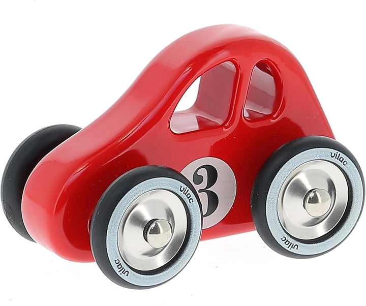 Vilac - Spiele und Spielzeug – Swing Car rot – Auto aus Massivholz – Räder aus Metall und Gummi – Za