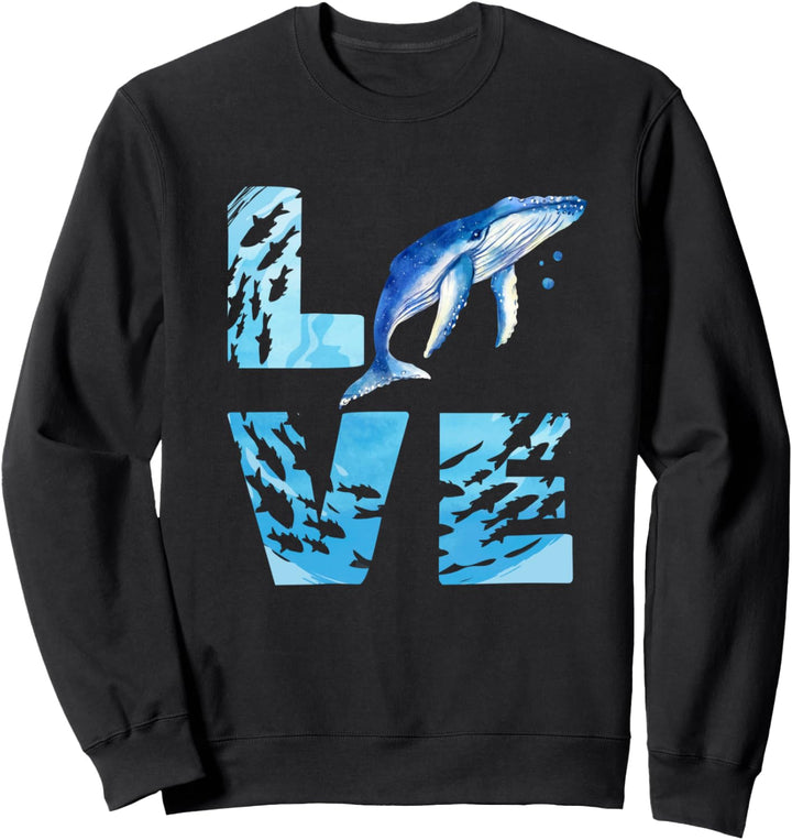 LOVE Blauwal Wal Meerestiere Wale Sweatshirt
