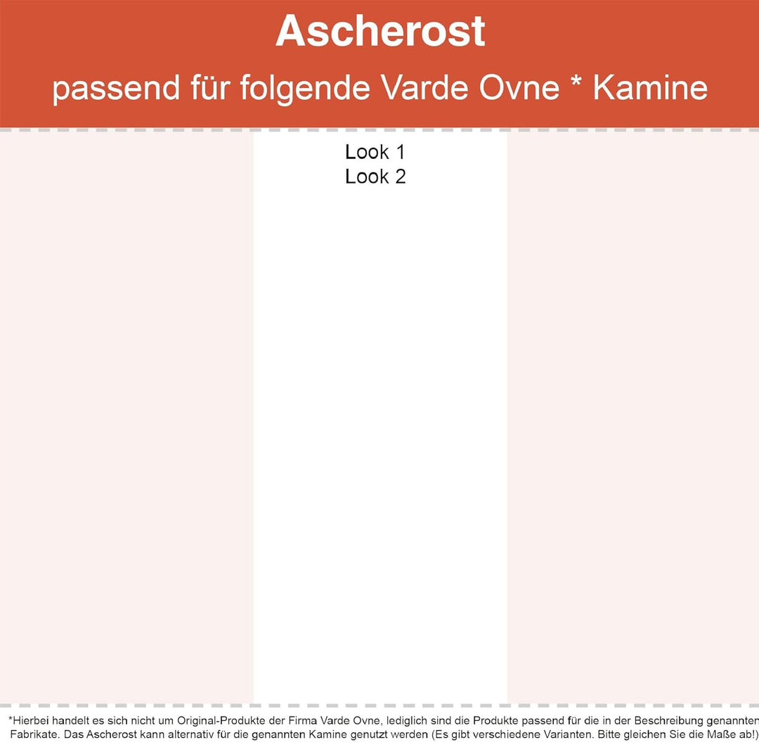 Kaminrost/Ascherost Eckig 228 x 223 x 8 mm passend für Varde Ovne** Kaminöfen inkl. Modellübersicht