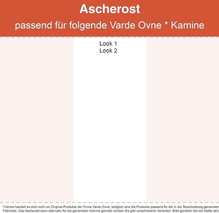 Kaminrost/Ascherost Eckig 228 x 223 x 8 mm passend für Varde Ovne** Kaminöfen inkl. Modellübersicht