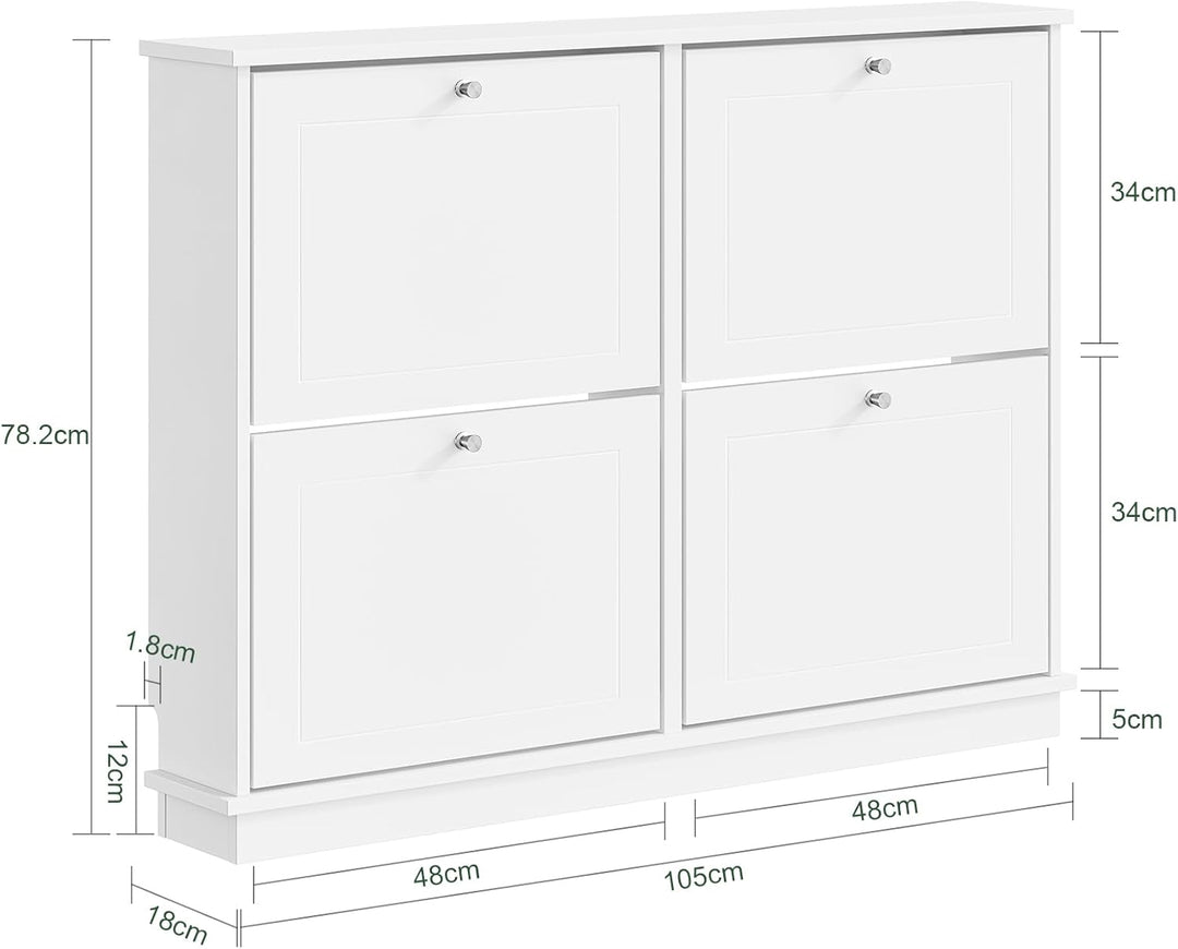 SoBuy Schuhschrank Schmal - Extrem Schmal 18Cm, Passt Grosse Schuhe Bis EU 47, Schmaler Schuhschrank