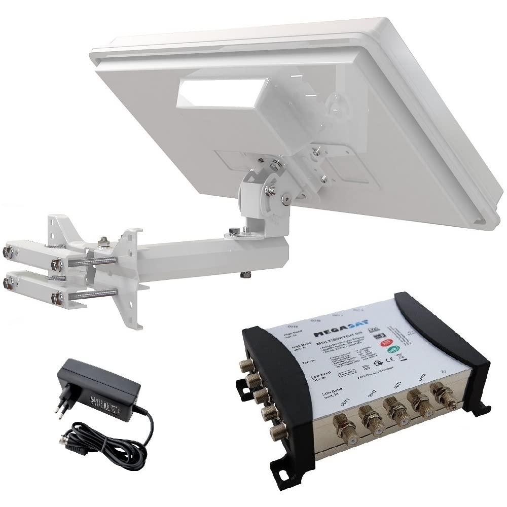 netshop 25 Set: SELFSAT H30D4+ Flachantenne + Fensterhalterung + Megasat Multischalter 5/8 (Full HD