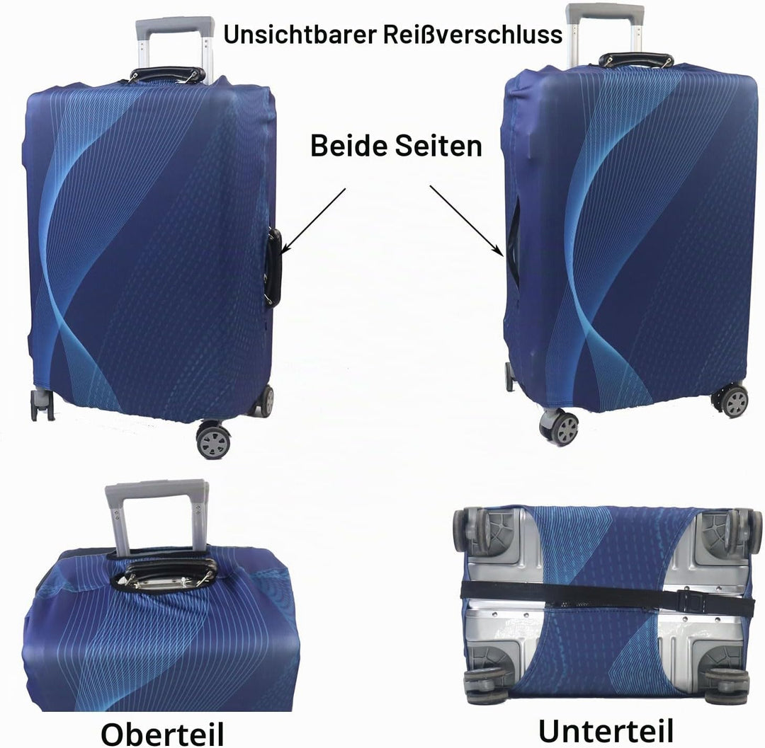 MosaiRudo Dickere Kofferhülle,Elastische Koffer-Abdeckungen Passend für 18-32 Zoll Koffer, Gepäckabd