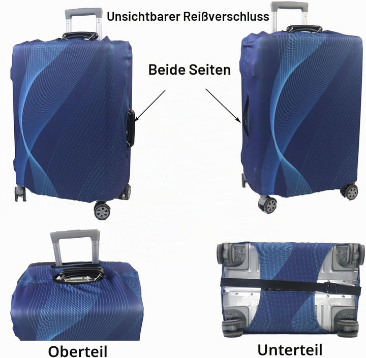 MosaiRudo Dickere Kofferhülle,Elastische Koffer-Abdeckungen Passend für 18-32 Zoll Koffer, Gepäckabd