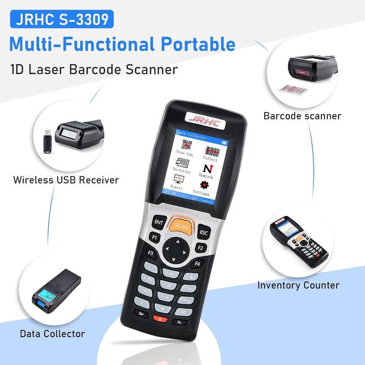 JRHC 1D Barcode Scanner Inventarscanner und Sammler, kabelloser 2.4G Barcode-Scanner zum Scannen von