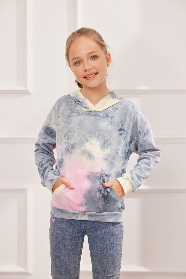 Arshiner Mädchen Hoodie Batik Kinder Pullover Freizeit Mode Sweatshirt mit Kapuze Herbst Winter Lang