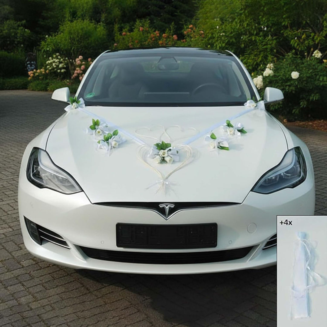 LIEBESHERZEN Braut Paar Rose Deko Dekoration Autoschmuck Hochzeit Car Auto Wedding Deko Girlande PKW