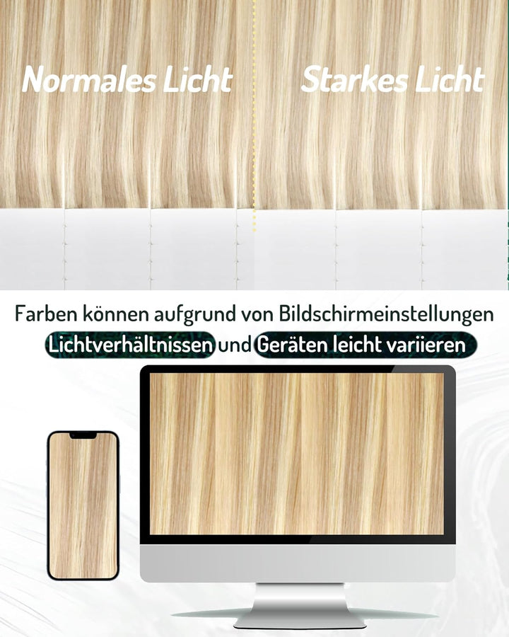 RUNATURE Tape in Extensions Echthaar Braun Blond 30cm Tape Extensions Echthaar 20 Stück Unsichtbare