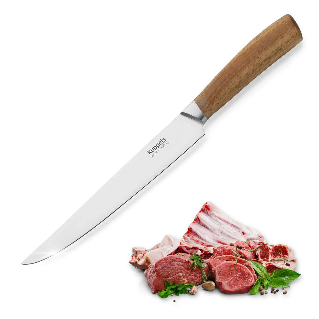 Kuppels Fleischmesser WOOD | Klingenlänge 20 cm | scharfes Küchenmesser mit Akazienholzgriff | Kling