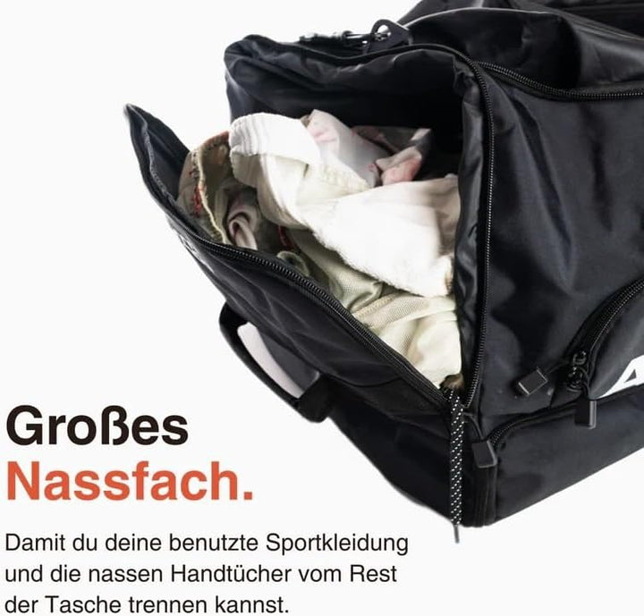 LODA - Trolley (75L) - Multifunktionale Sporttasche mit Rollen, Teleskopgriff & Rucksackfunktion - S