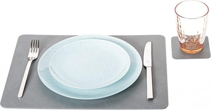 Nikalaz Platzsets und Untersetzer (4er Set) aus recyceltem Leder, Tischsets, 4 Stück Platzsets und 4