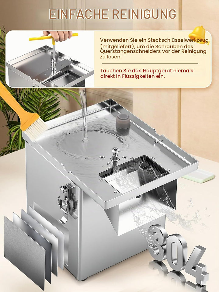 NEWTRY 3-in-1 Elektrischer Gemüseschneider -200W Küchenmaschine mit Edelstahlgehäuse zum Würfeln, Ra