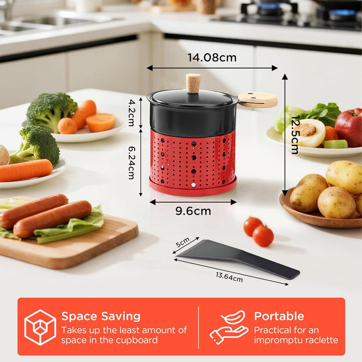 4 Stück Mini Raclette Grill Set, Teelicht-Raclette antihaftbeschicht, Raclette Teelichtofen, Antihaf