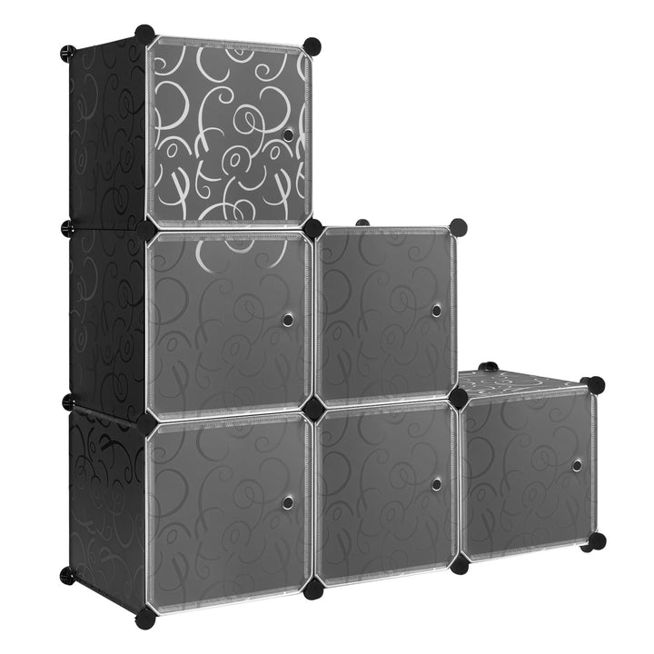 WOLTU Schuhboxen stapelbar, Schuhregal mit 6 Stapelboxen, Aufbewahrungsbox mit Tür, DIY Steckregal,