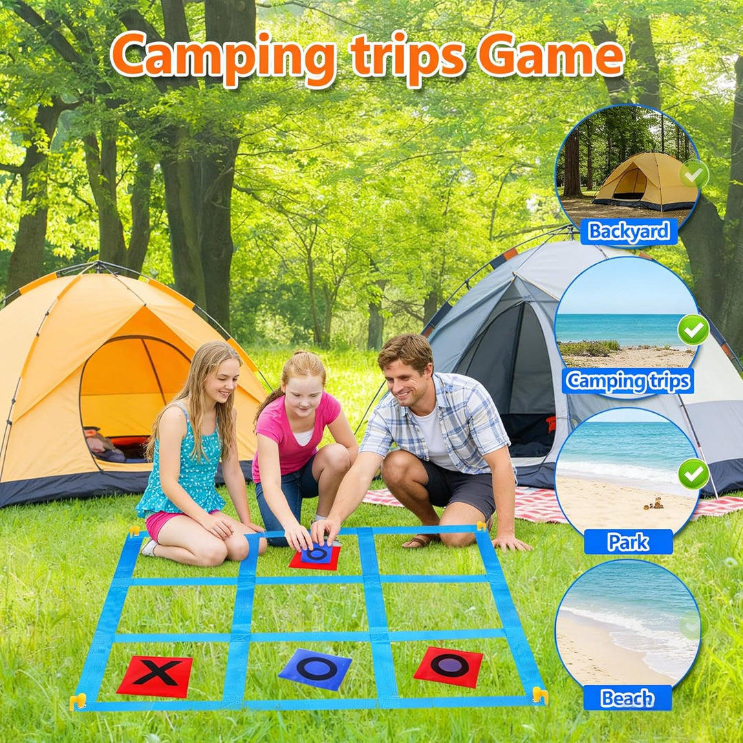 Riesiges Tic Tac Toe 1.2m Outdoor Spielset mit Sitzsäcken – Sackwerfen Spiel für Garten, Strand & Ca