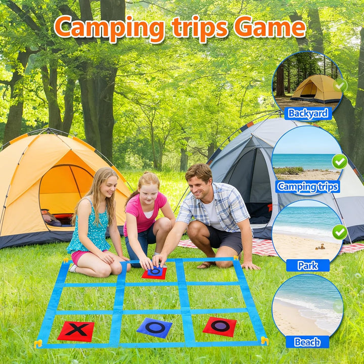 Riesiges Tic Tac Toe 1.2m Outdoor Spielset mit Sitzsäcken – Sackwerfen Spiel für Garten, Strand & Ca