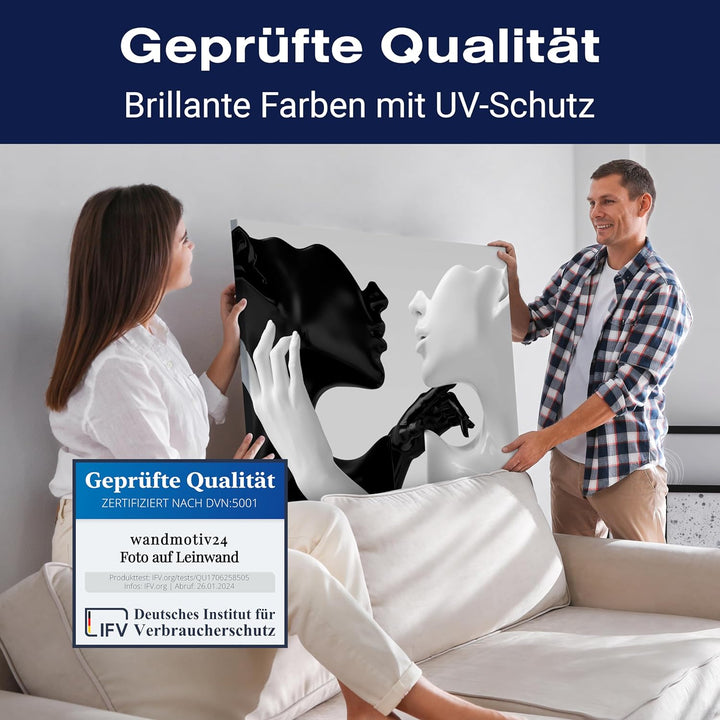 wandmotiv24 Leinwandbild Schwarz-Weiss, 80x60cm, Querformat, Frau, Mann, Deko, Bilder auf Leinwand,