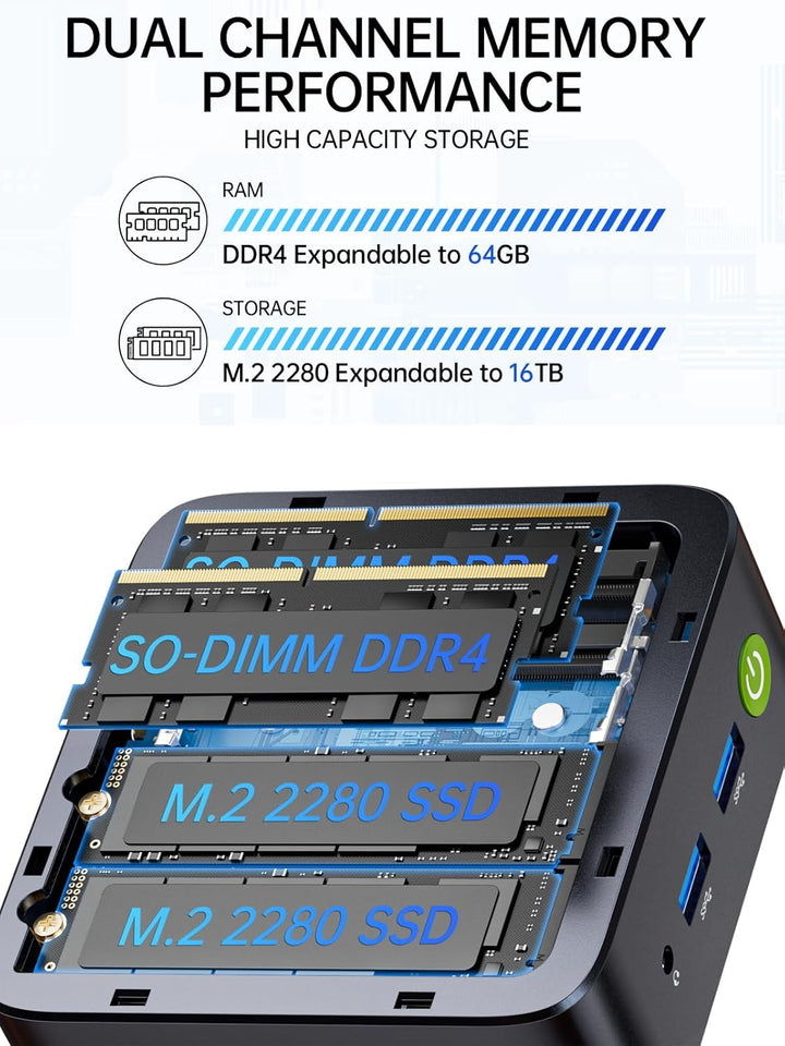 GMKtec Mini PC Alder Lake N100 Prozessor (3.4GHz) 8GB DDR4 RAM 256GB PCIe M.2 SSD, NUC Micro PC Comp