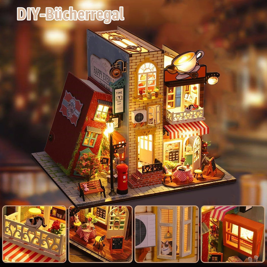 CRIOLPO Book Nook Kit-DIY Puppenhaus Holz Miniatur Haus Kit, Buch Ecke Miniatur Kit für Erwachsene T