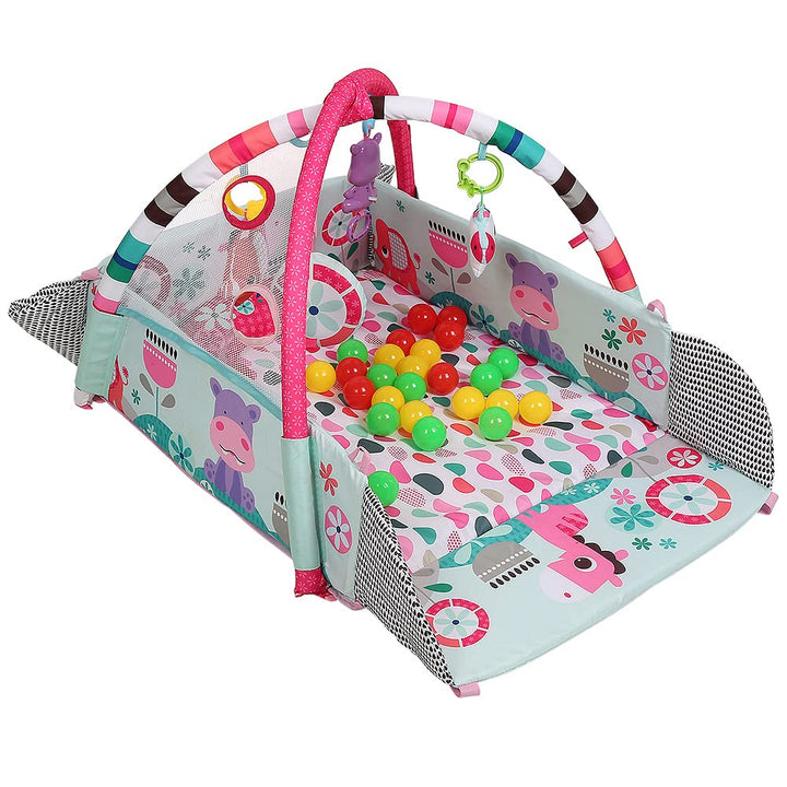 4-in-1 Baby Spieldecke Laufstall, Spielbogen, Bällebad Spielmatte mit Spielbogen Abnehmbarem,Neugebo