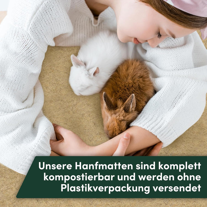 Hanfmatte auf 25 Meter Rolle x 50 cm breite | 5 mm Dicker Nagerteppich aus 100% Hanf | kompostierbar