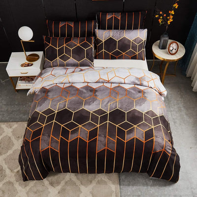 Luofanfei Microfaser Bettwäsche 200x220 Grau Schwarz Streifen Geometrisch Gestreift Bettwaesche Dopp