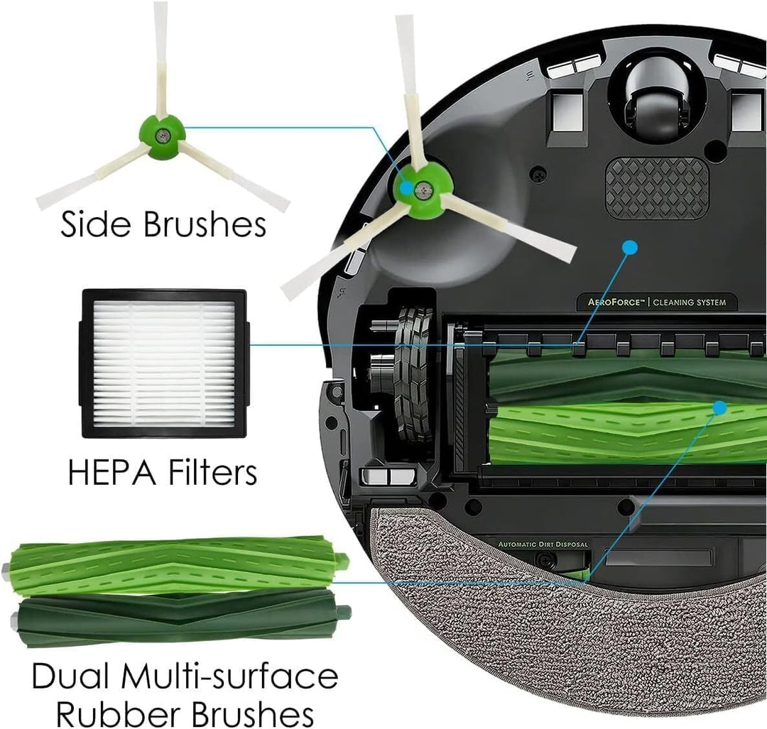 MIRTUX Ersatzteil-Kit, kompatibel mit Roomba Serie E, i, J | Ersatzteile für Roomba E5, E6, i3, i3+,