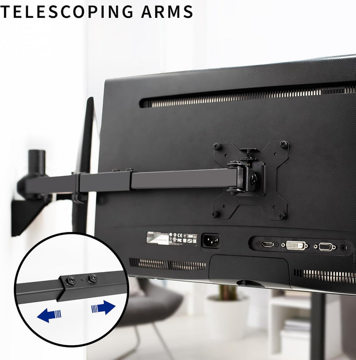 VIVO Premium Dual 53,3 bis 32 Zoll LCD LED Monitor Wandhalterung, robuste Teleskoparme, bündige Wand