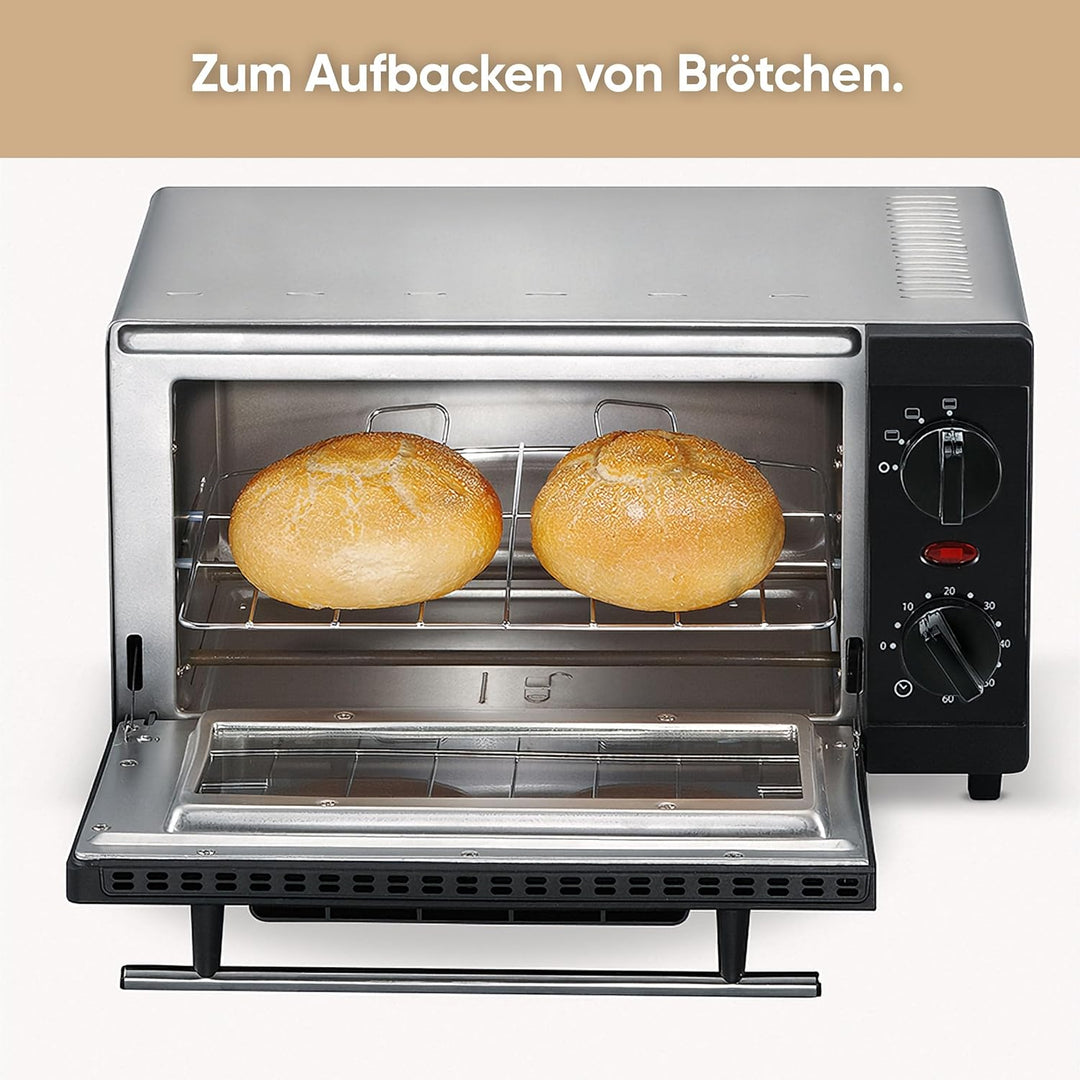 SEVERIN TO 2052 Back- und Toastofen (800 W, Inkl. Grillrost und Backblech, 9 L) silber