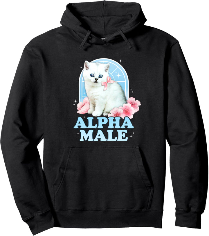Alpha Male Funny Cat Kitten y2k 2000s Aesthetic Harajuku Pullover Hoodie