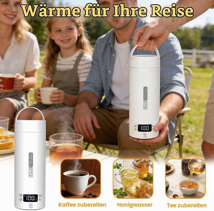 Reisewasserkocher 0.4 Liter, Tragbarer Reise Wasserkocher mit Temperatureinstellung, Elektrischer Re