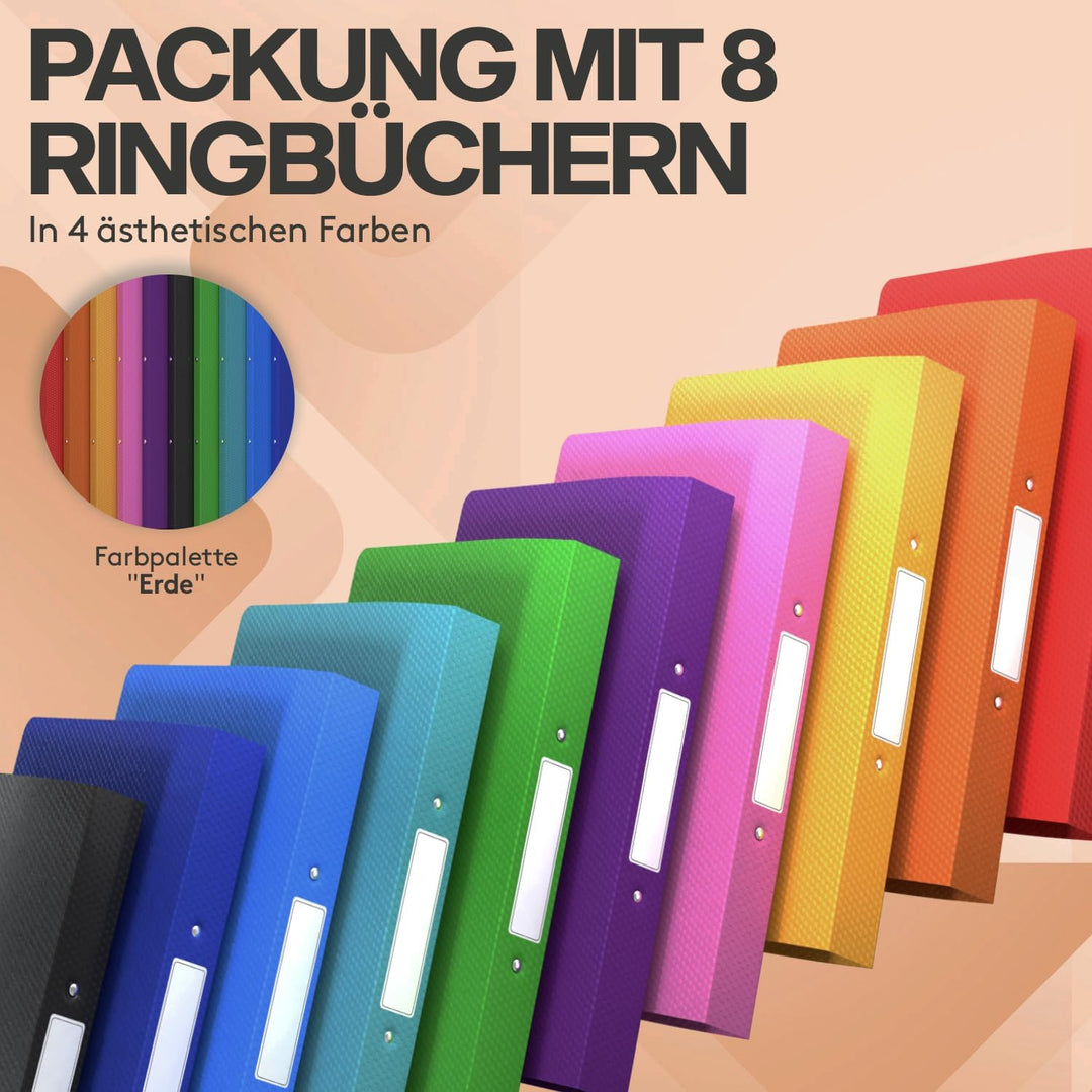 ACROPAQ - 10 x Ringbuch A4 - Ordner, Bunte Farben, Schmal, Mit 2 Ringen, 4 cm Rückenbreite - Ringord