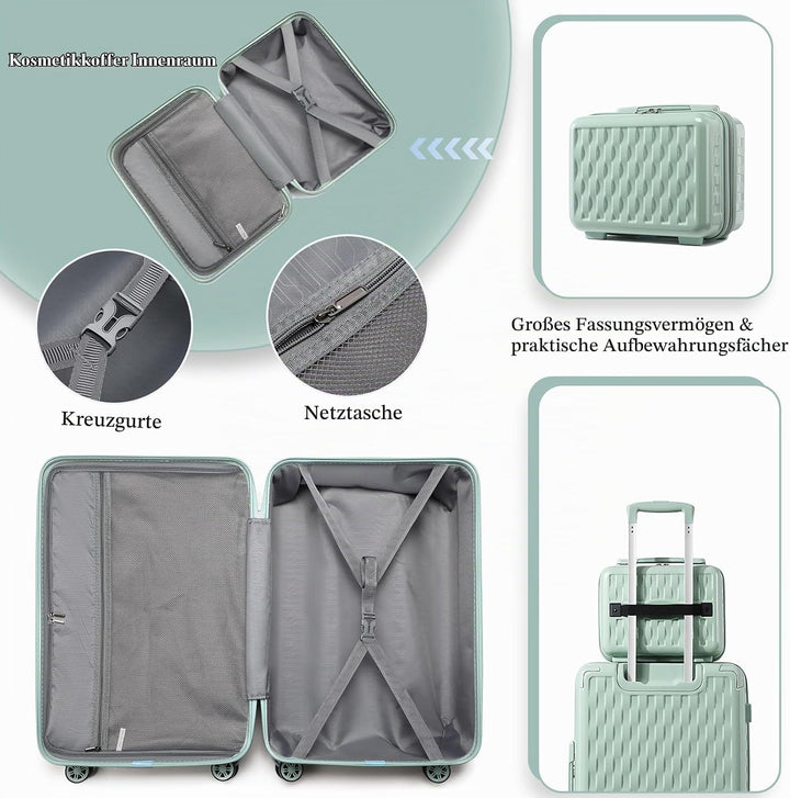 Sea choice Kofferset Handgepäck Hartschalenkoffer Eckenschutz 4 Stück Gepäck Set mit Kosmetikkoffer