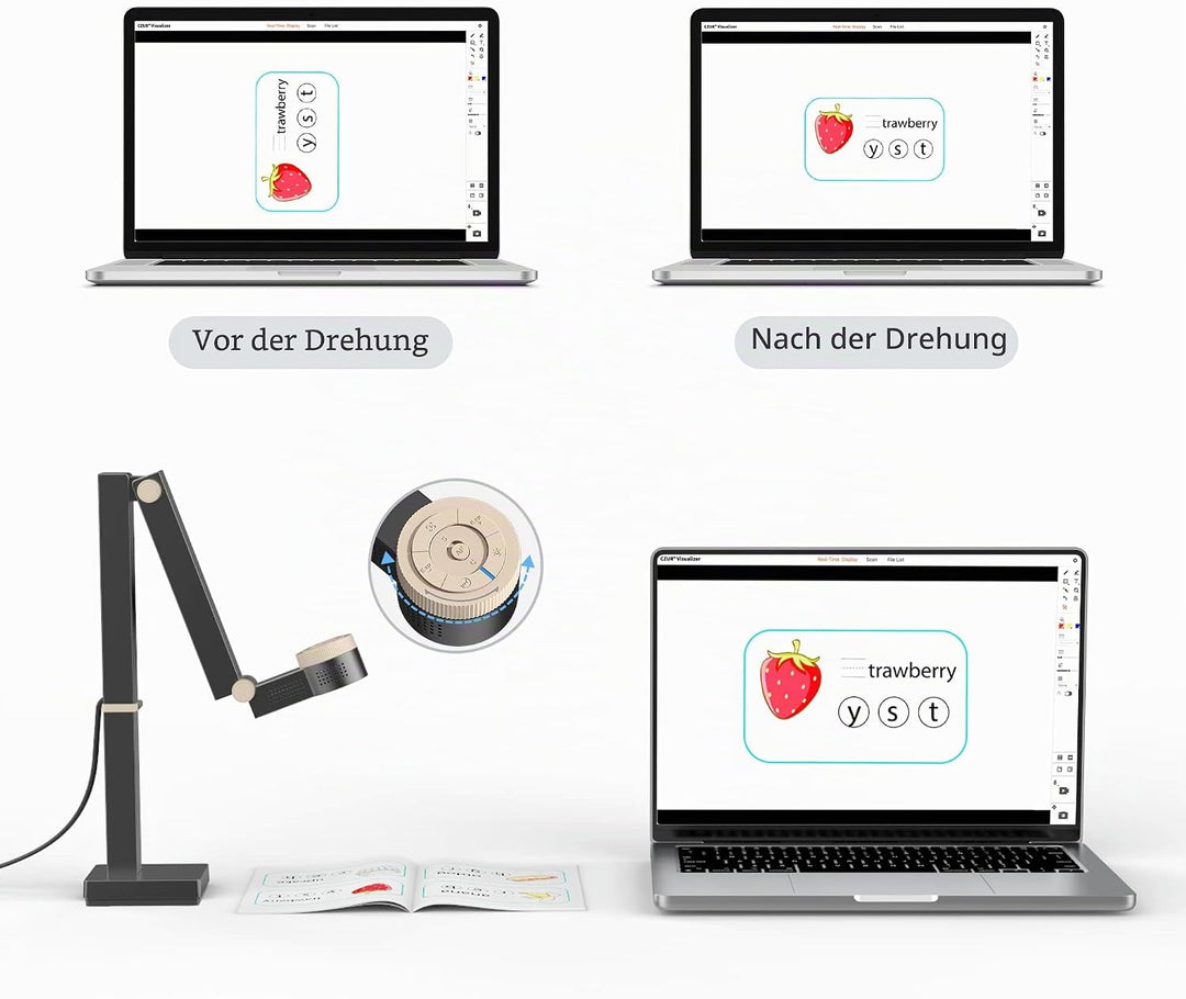 CZUR 12MP USB-Dokumentenkamera 4K Auflösung, Visualizer mit Dual-Auto-Fokus, 60FPS, A3-Format, LED L