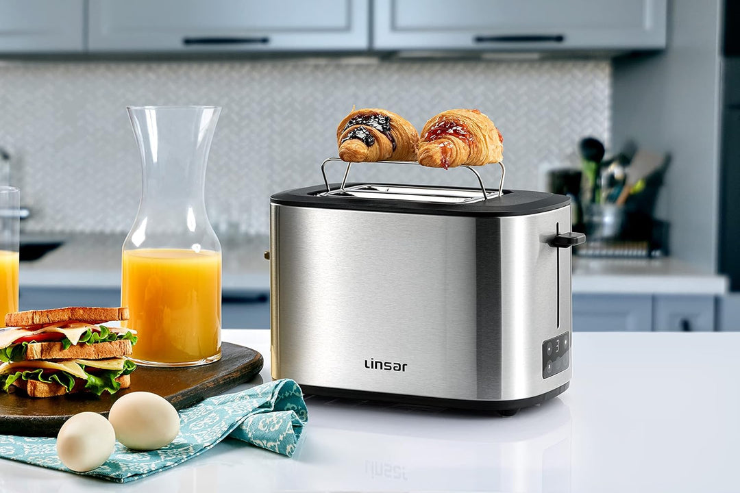 Toaster - Zwei-Scheiben-Toaster - Mit Touchdisplay, 6 Bräunungsstufen, Herausnehmbarer Krümelschubla